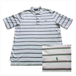 Ralph Lauren Polo Golf Shirt Mens XL White Stripe Pink Black Green Pony